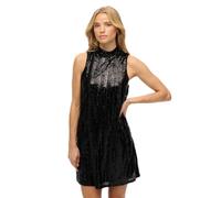 Superdry Robe trapèze A-line courte sans manches à sequins Noir 2XS Femme