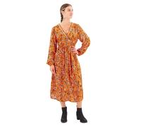 Superdry Printed V Tea Long Sleeve Midi Dress Orange S Femme