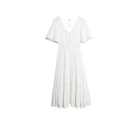 Superdry Robe midi brodée à volants pour femme, ecru, 42