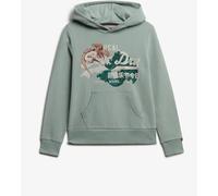 Superdry Sage Green Tokyo Vintage Logo Relaxed 100% Cotton Hoodie