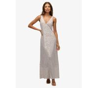 Superdry Silver Maxi Sequin V-Neck Dress Silver 14