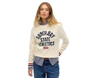 Superdry Slouchy Intarsia Graphic Sweater Beige 2XS Femme