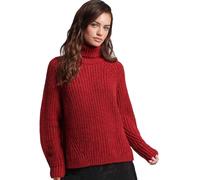 Pullover ample Ã Col roulÃ© et surpiqÃ»res femme Superdry Rouge L