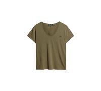 Superdry Studios Slub EMB Vee Tee C4-T-Shirt Basique Non imprimé (W), Verdure, 36 Femme