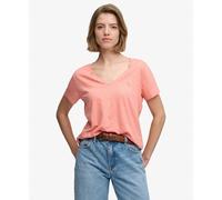 Superdry - Studios Slub Emb Vee Tee - T-shirt femme Peach Amber Pink - UK 16 - XL
