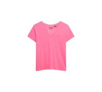 Superdry Studios Slub EMB Vee Tee T-Shirt, Rose Fluo, 40 Femmes