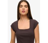 Superdry Superdry Brown Essential Square Neck Short Sleeve 100% Cotton T-Shirt