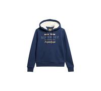Superdry Sweat à capuche de luxe pour femme avec logo aspect métallisé, Bleu sargasso, 44