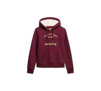 Superdry Sweat à capuche Luxe pour femme avec logo aspect métallisé, bordeaux, 46