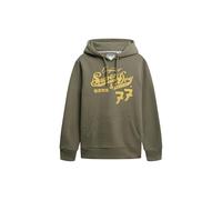 Superdry Sweat à capuche pour homme avec inscription « Leather & Boot Co », kaki foncé, M