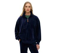 Superdry Sweatshirt femme Country Club velours demi-zip Bleu L