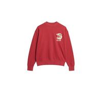 Superdry Sweat ample brodé Suika S, Dahlia rouge, Small