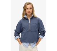 Superdry Sweat-shirt surdimensionné avec logo Essential pour femme avec demi-fermeture éclair, Lauren bleu marine, 40