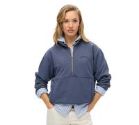 Superdry Sweat-shirt surdimensionné avec logo Essential pour femme avec demi-fermeture éclair, Lauren bleu marine, 40