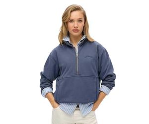 Superdry Sweat-shirt surdimensionné avec logo Essential pour femme avec demi-fermeture éclair, Lauren bleu marine, 46