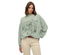 Superdry Sweatshirt Tokyo Narrative Oversized Vert Femme Taille L