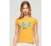 Superdry Floral Scripted Short Sleeve T-shirt Jaune L Femme