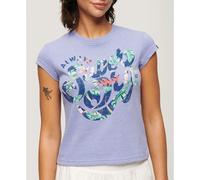 Superdry Floral Scripted Short Sleeve T-shirt Violet M Femme