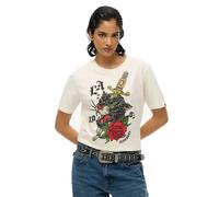 Superdry T-shirt Neo Trad Tattoo Relaxed manches courtes Femme Blanc XS
