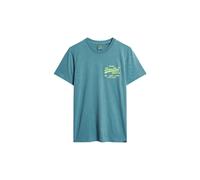 Superdry T-Shirt bleu cyan / jaune fluo, Taille L