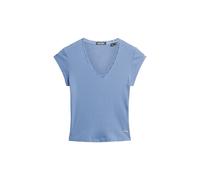 Superdry Essential Lace Trim Short Sleeve V Neck T-shirt Bleu S-M Femme