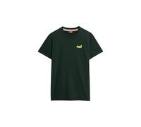 Superdry T-Shirt Essential Logo EMB pour Homme, Vert forêt/Jaune Fluo, XXL