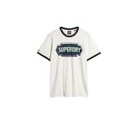 Superdry T-shirt imprimé Ac Ringer Workwear Graphic Tee C1 pour homme (M), Blanc hiver/bleu marine, XL