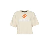 Superdry T-Shirt pour Femme Code SL Stacked APQ Boxy Tee Oatmeal, S