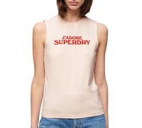 Superdry Sport Luxe Graphic Fitted Sleeveless T-shirt Beige XL Femme
