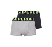 Superdry Trunk Dual Logo Double Pack Les Troncs, Gris Charbon/Gris Fluo, S Homme