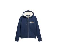 Superdry Veste à capuche de luxe pour femme avec logo aspect métallisé, Bleu sargasso, 42