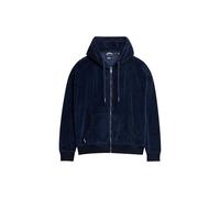 Superdry Veste à capuche en velours pour femme, Bleu marine vif, 42
