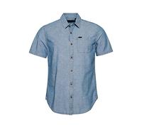 Superdry Vintage Loom S/S Chemise Homme, Worn Wash Indigo, M