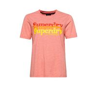Superdry Vintage Scripted Infill Tee W1011054A Coral Red Heather 10 Femme, Bruyère Rouge Corail