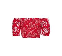 Superdry Vintage Smocked Crop Top T-Shirt, Rouge à Fleurs, 44 Femme