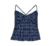 Superdry Vintage Tiered Cami Top Chemise Business, Blue Geo, 38 Femme