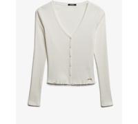 Superdry White Essential Button Through Long Sleeve Top