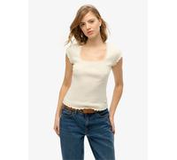 Superdry White Essential Square Neck Short Sleeve 100% Cotton T-Shirt