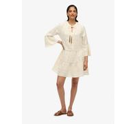 Superdry White Ibiza Long Sleeve Tiered Mini Dress White EU 40 (UK 12)