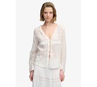 Superdry White Long-Sleeved Lace Blouse