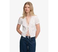 Superdry White V-Neck Lace Blouse pâle FR 38 (EU 36)