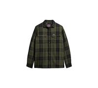 Superdry Wool Miller Overshirt Tricot, Roderick Check Olive, S Homme