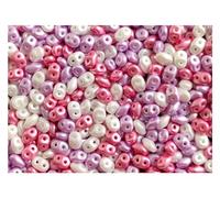 SuperDuo Perles de rocaille 2,5 x 5 mm 2 trous Verre tchèque Pastel Blanc Rose Violet 60 g