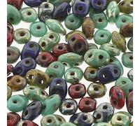 SuperDuo Raku Beads Mix 2,5 x 5 mm 2 trous Perles en verre 100 gr
