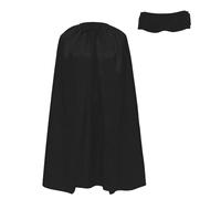 Supereroe Lot de 2 capes et masques pour enfants grands et adolescents superhéros 90 cm pour costume Superman Carnaval Noir/noir