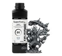 SuperFast 8K Résine d'imprimante 3D lavable à l'eau, impression 50 um en 0,5 sec, Fabriquée en Corée par 3DMaterials (1000g, Gris)