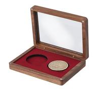 SUPERFINDINGS 1 Ensemble Vitrines pour Pièces de Défi Boîte de Présentation pour Pièces de Défi en Bois à 2 Compartiments Boîtes d'emballage Rectangulaires Rouges pour Pièces de Monnaie avec Fenêtre