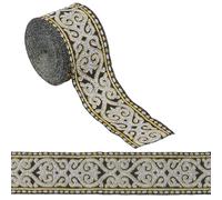 SUPERFINDINGS 1 Rouleau de 7m de Ruban Jacquard Ethnique 5cm de Large Ruban de Broderie Polyester Noir Ruban de Bordure Tissu Floral pour Bricolage Vêtements Décorations Couture