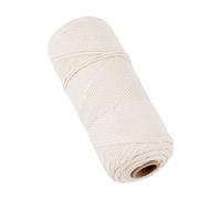 SUPERFINDINGS 1 rouleau de fil à crochet rond en coton creux tressé avec bobine - Beige - 200 m - 3 mm - 100 % coton - Pour bricolage, sac à main, panier, coussin, sac à crochet