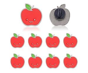 SUPERFINDINGS 10 épingle à Fruits en Alliage Émaillé en Forme de Pomme en Vrac Mignonne en Forme de Pomme Rouge Bijoux Cadeaux pour la Rentrée Scolaire 2cm / 0.8"